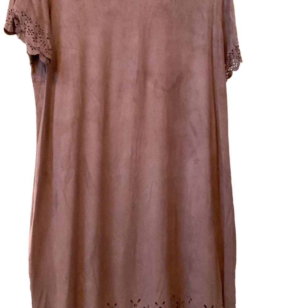 Brown Faux Suede Short Sleeve Dress